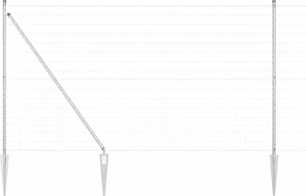 vidaXL Kerítés oszlopokkal Ezüst 1,5 x 10 m Acél