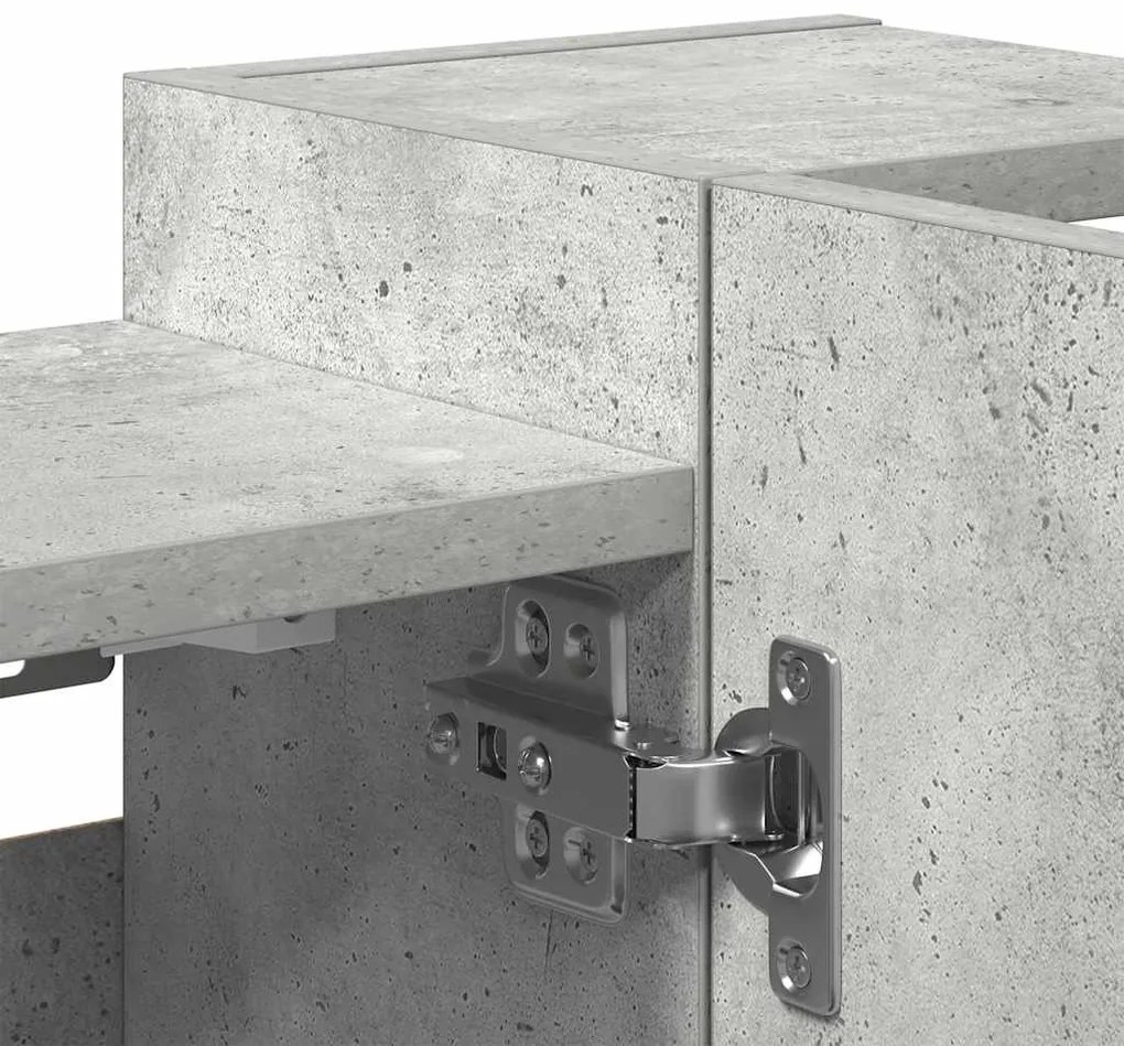 betonszürke forgácslap fürdőszobai tükör 80 x 20,5 x 64 cm