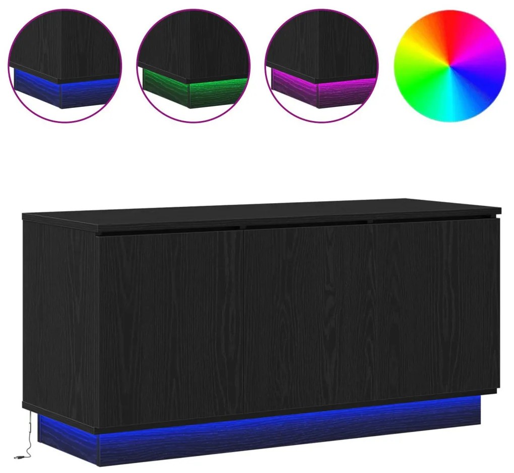 TV szekrény Fekete 100x38x49 cm Mérnöki fa