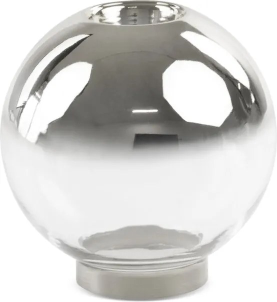 Dekorációs gyertyatartó Zoja 10x10 ezüst átlátszó üveg gömb