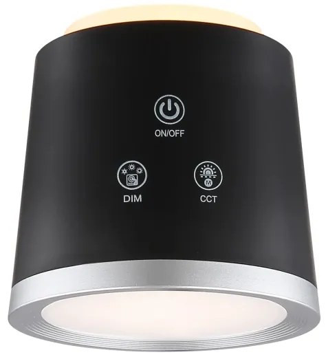 Globo 58454B - MEEYA LED érintős asztali lámpa, 6W, 3,7V, fekete