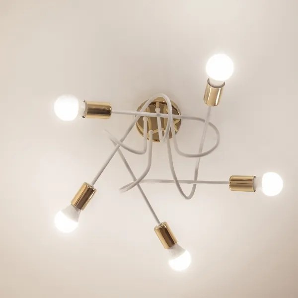 Felületre szerelhető OXFORD csillár 5xE27/15W/230V, arany/fehér