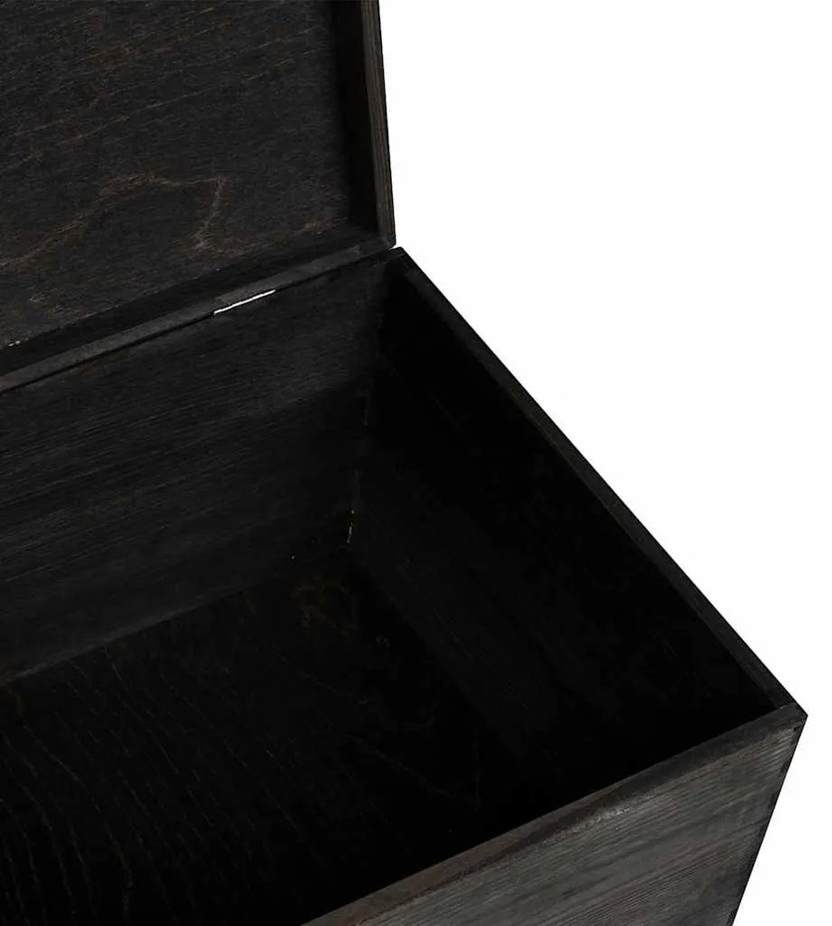 Fa doboz tetővel fekete 40x30x23 cm tömör fa fenyő