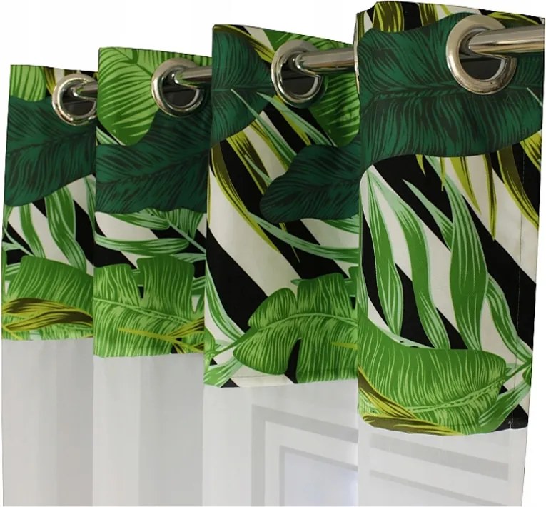 Dekoratív függöny kész függöny Fátyol Cikk-cakk Levelek 145x245 cm magas