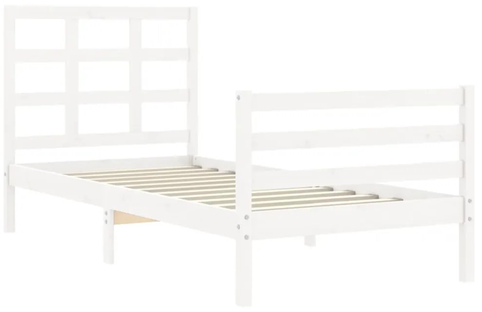 fehér tömör fa ágykeret fejtámlával 90 x 200 cm