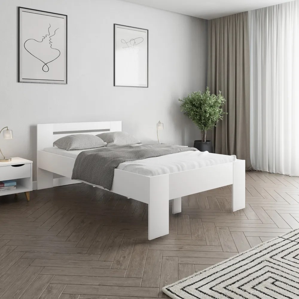 Ágy, 120x200, fehér, BASIS