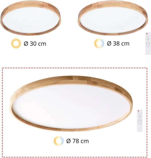 Brilagi - LED dimmelhető lámpatest ALSON LED/72W/230V 3000-6500K, tölgy, Ø 78 cm + távirányító