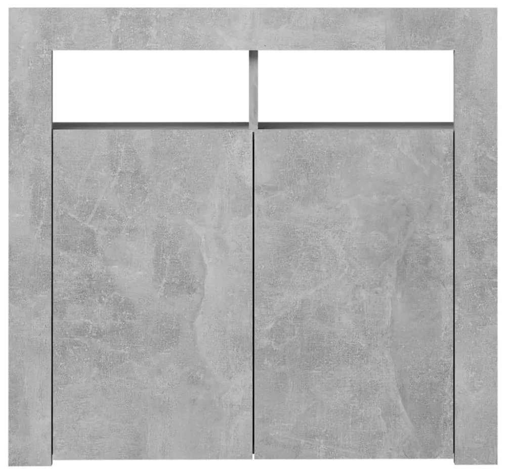 betonszürke tálalószekrény LED-világítással 80 x 35 x 75 cm