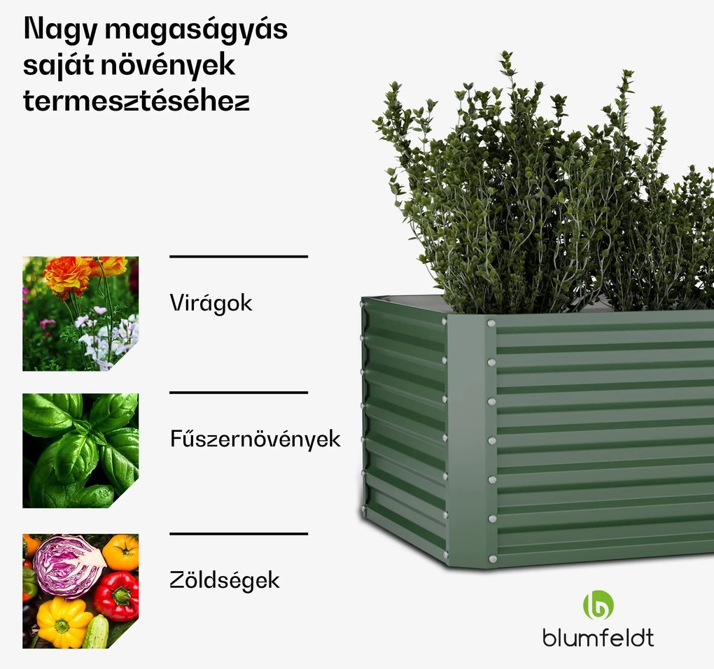 High Grow Straight magaságyás, 1200 L, Ergonomikus, Időjárásálló, Nyitott alap