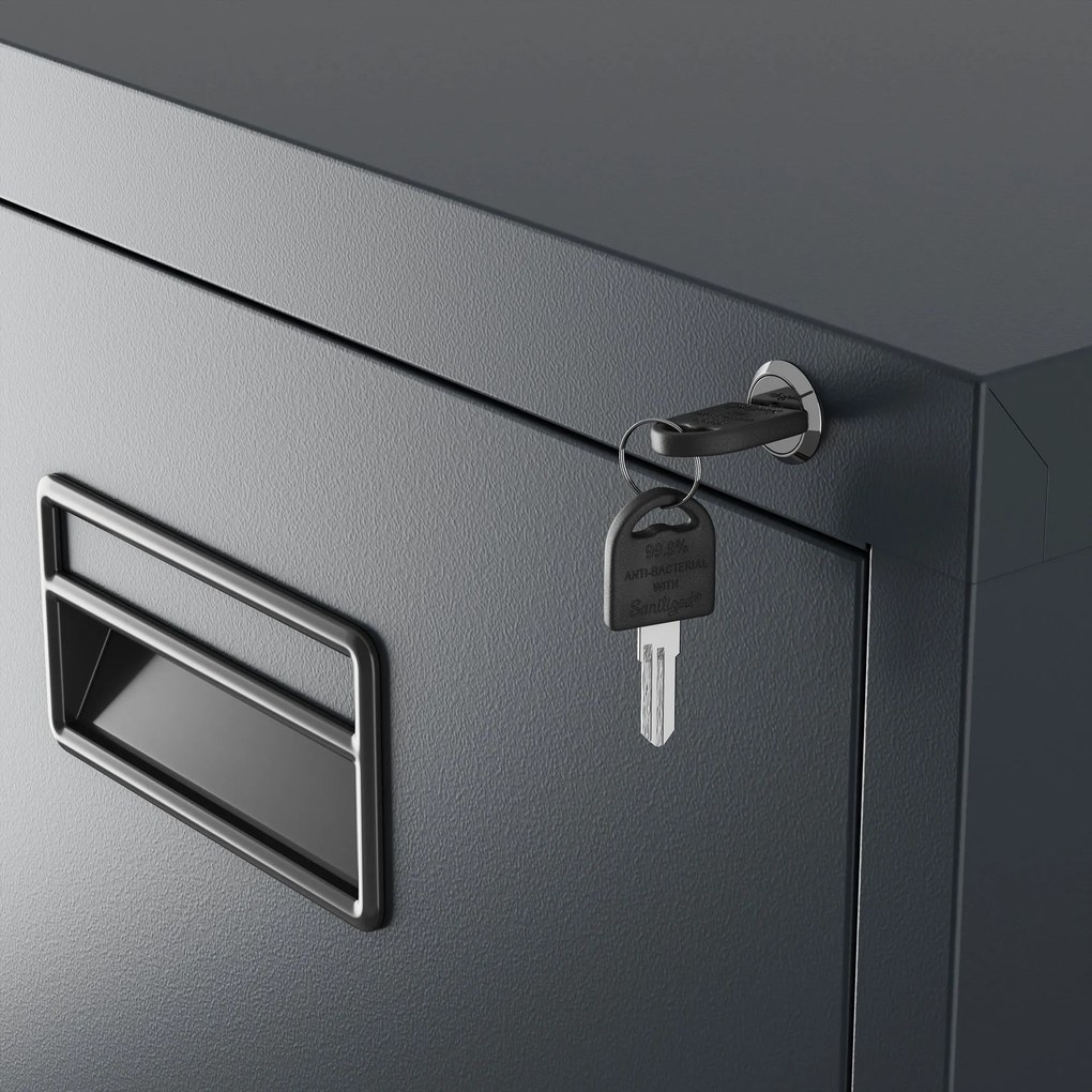 Fém irattartó szekrény, 4 fiókos SARA V4, 460 x 1320 x 620 mm, antracit