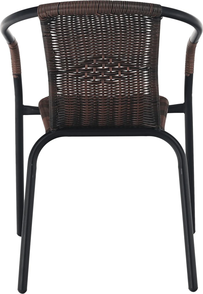Egymásba rakható szék, barna/fekete fém, DOREN