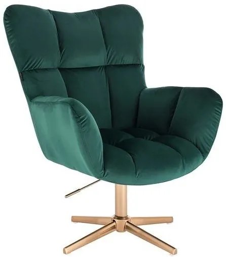 HR650CROSS Sötétzöld modern velúr szék arany lábbal