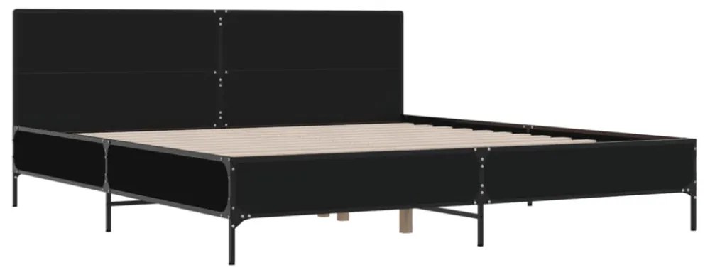 fekete szerelt fa és fém ágykeret 180 x 200 cm