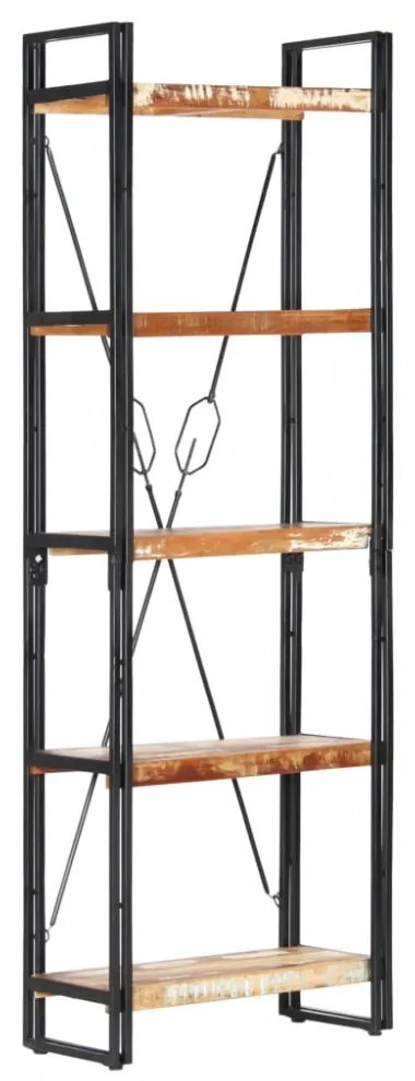5 szintes tömör újrahasznosított fa könyvespolc 60x30x180 cm