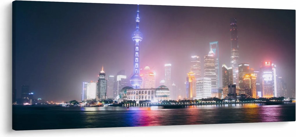 Éjszakai Shanghai képe (120x50 cm)