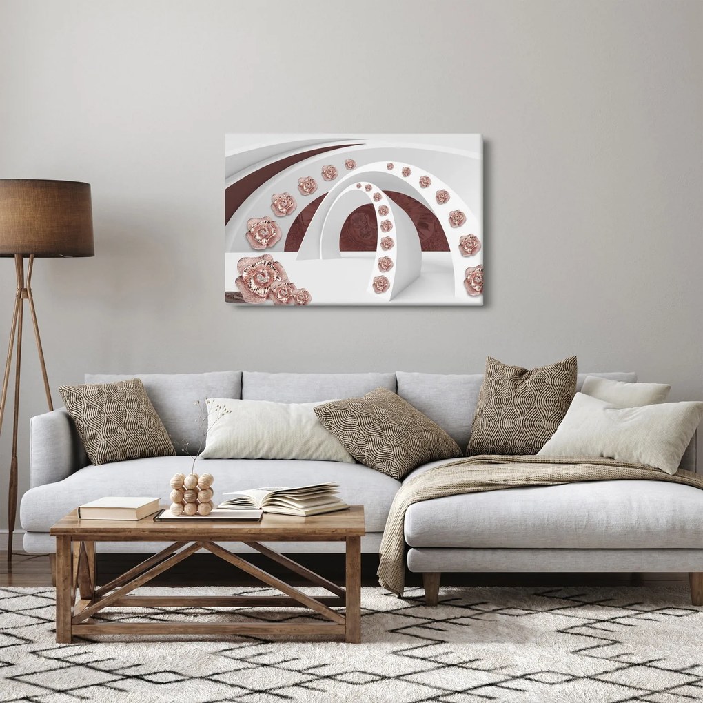 Kép - 3D ívek virágokkal (90x60 cm)