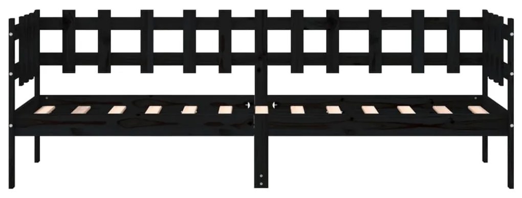 fekete tömör fenyőfa kanapéágy 80 x 200 cm