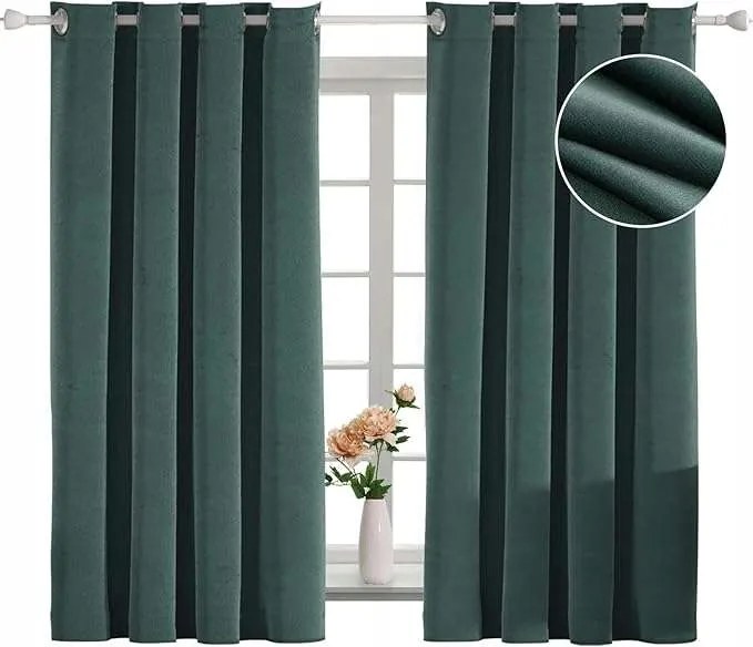 Velúr sötétítő függöny 140x145cm Zöld szín 2 db-os szett