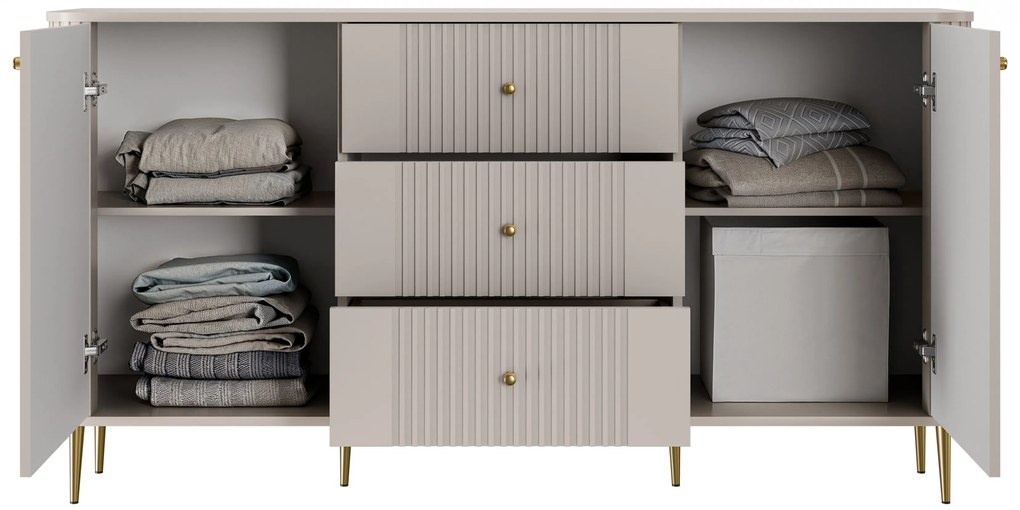 Vesper fiókos komód 160 cm - kasmír / arany lábak