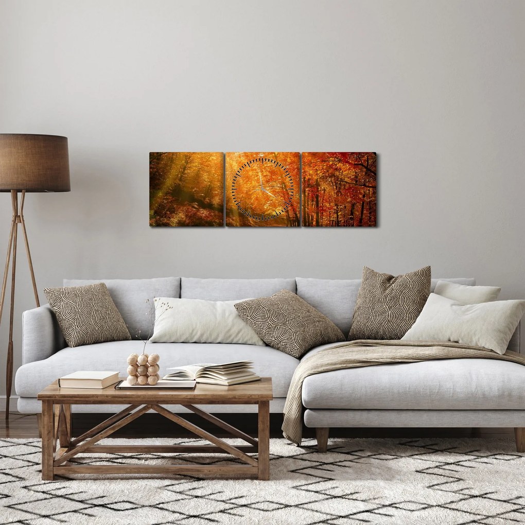 Őszi erdő képe (órával) (90x30 cm)