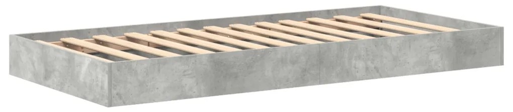 Könyvespolcos ágy Beton szürke 75x190 cm Mérnöki fa