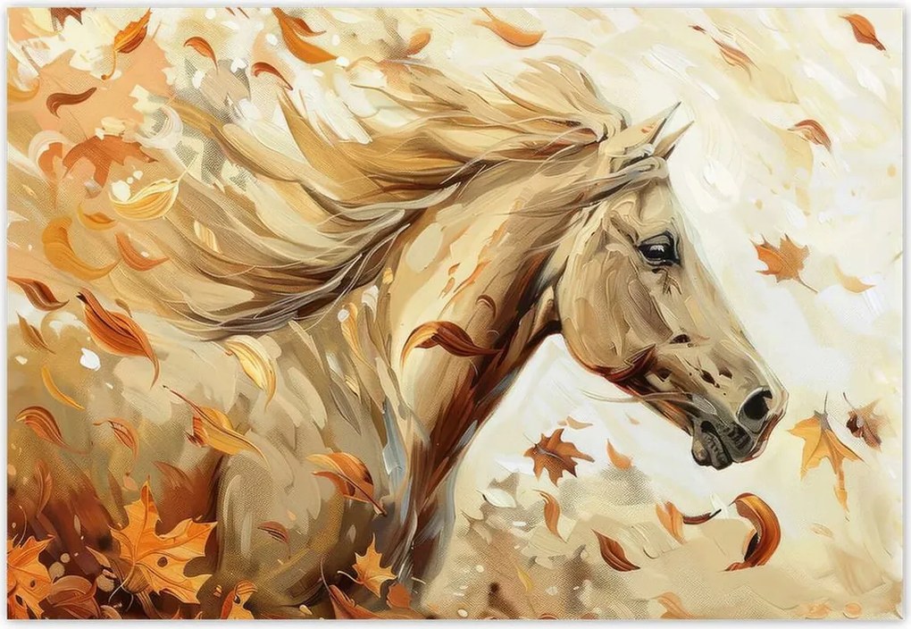 Fotótapéták 152x104 Ló az őszi levelek között