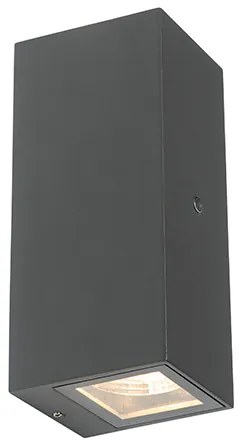 Fali lámpa szürke 2-lámpás IP44 szürkületi érzékelővel - Baleno