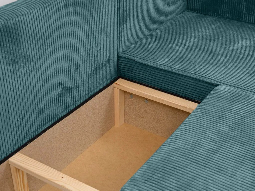 Petrolkék sarokkanapé SMART COSARO, kétoldalas + 2 párna INGYEN