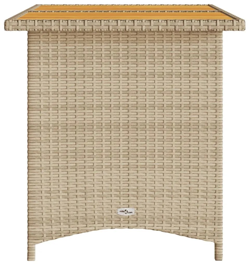 bézs polyrattan falapos kerti asztal 110x68x70 cm
