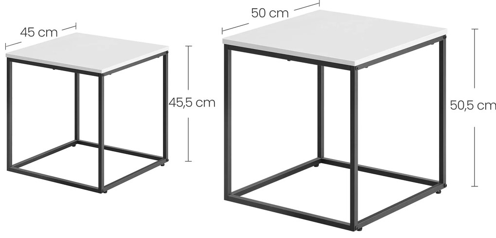 2 db-os QUADRO dohányzóasztal szett, fehér