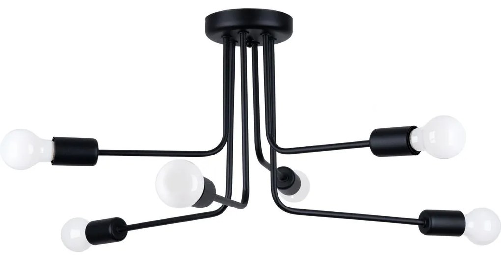 Sollux SL.1452 - Csillár rúdon NORAH 6xE27/15W/230V fekete