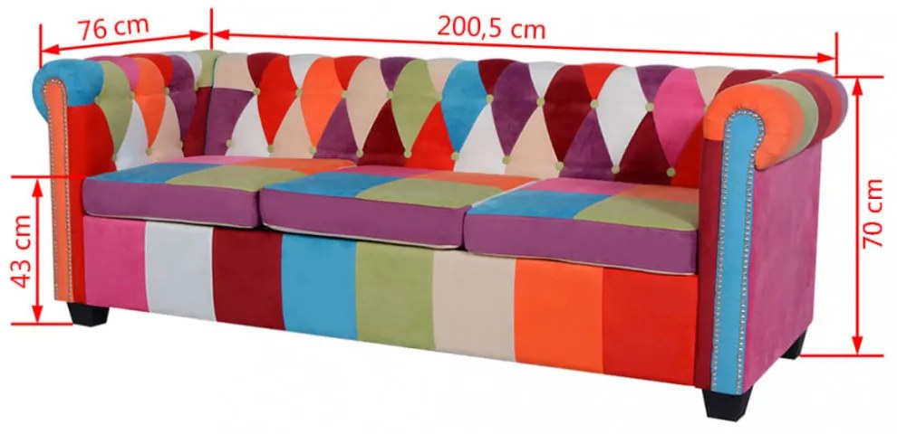 3 személyes szövet Chesterfield kanapé