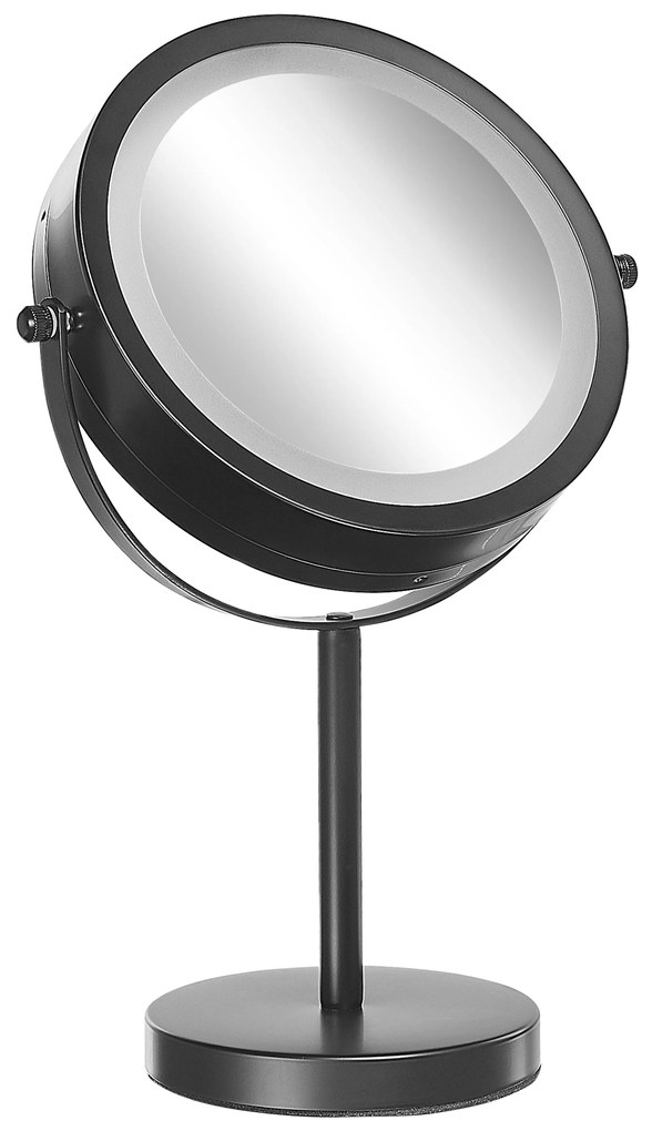 Fekete sminktükör beépített LED világítással ø 17 cm TUCHAN Beliani