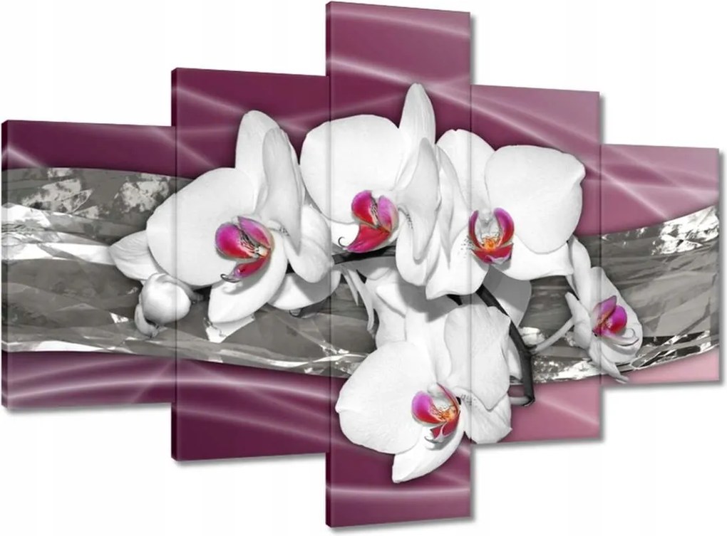 Vászonkép 100x70 Fehér orchideák rózsaszín háttérrel
