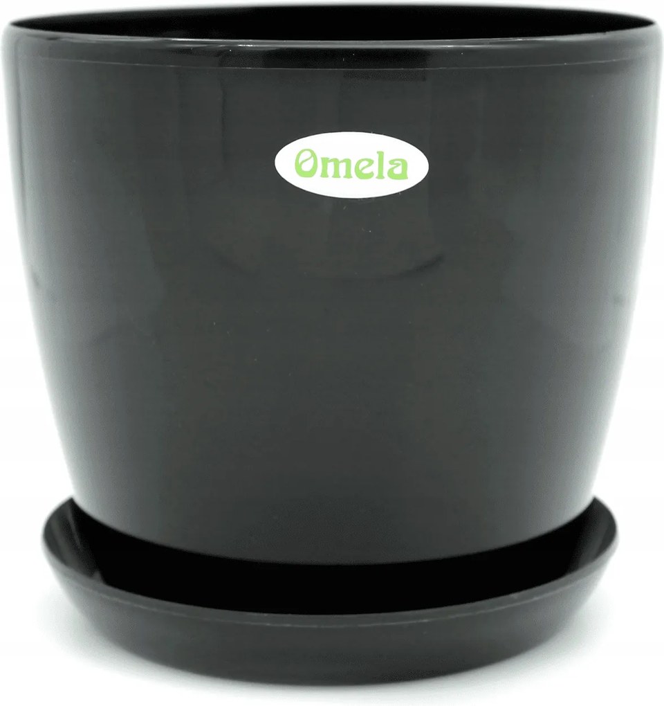 Műanyag virágtartó kaspó állvánnyal fekete 18cm