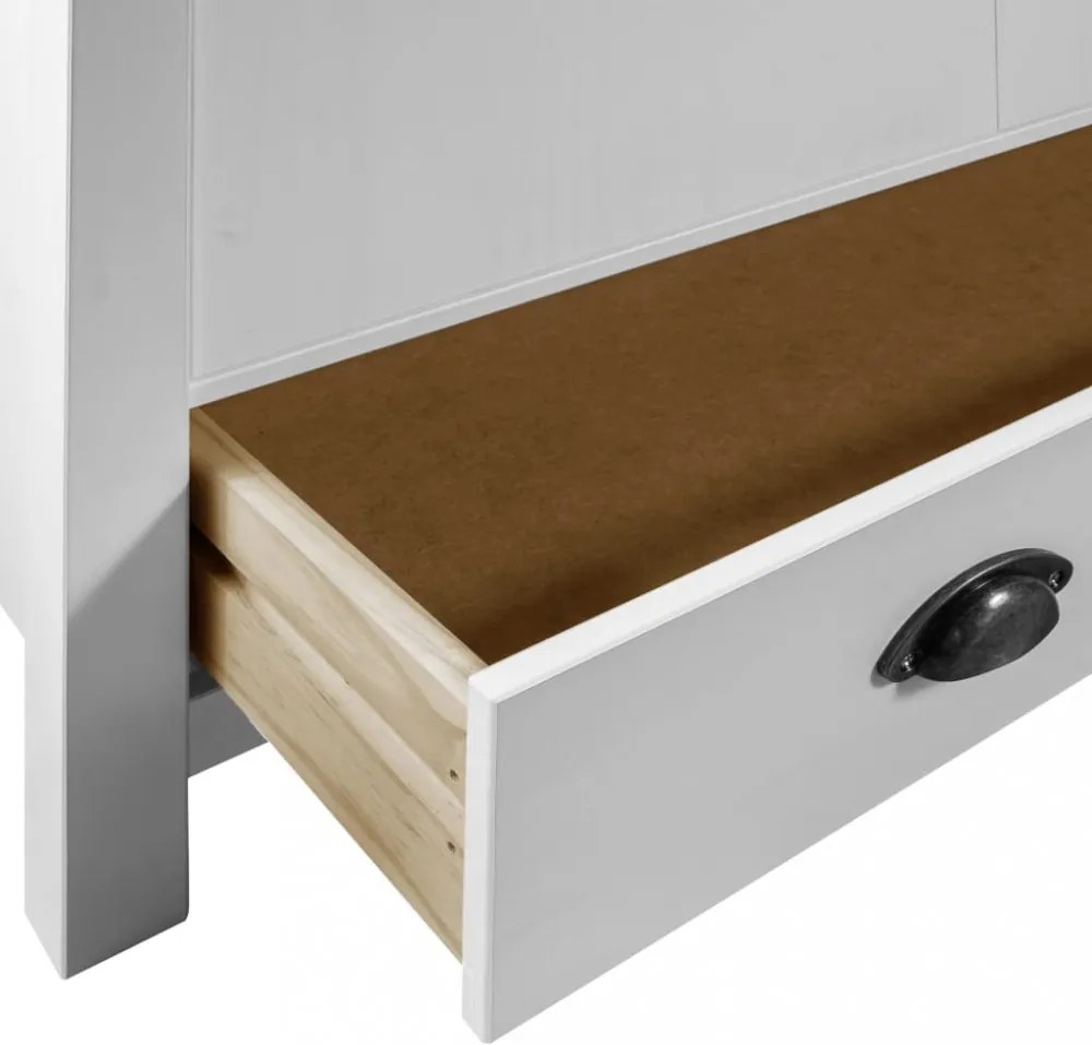 Hill range fehér 3 ajtós tömör fenyő ruhásszekrény 142x45x137cm