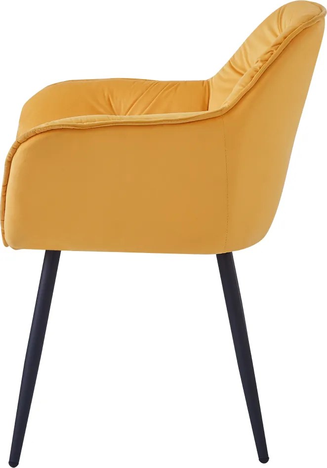 Dizájnos fotel, sárga Velvet szövet, FEDRIS NEW