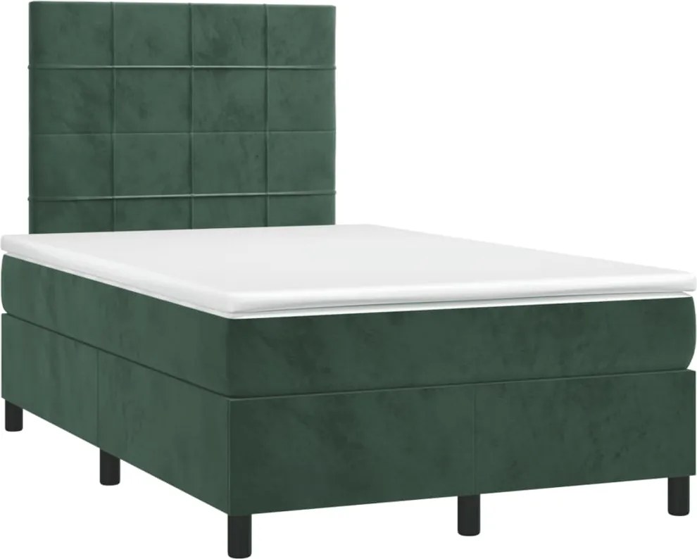 vidaXL sötétzöld bársony rugós ágy matraccal 120x190 cm