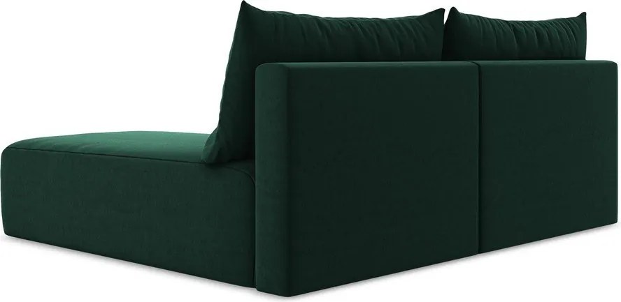 Sötétzöld bársony kinyitható-tárolóhelyes sarokkanapé (jobb oldali-heverő résszel) Kalena – Makamii