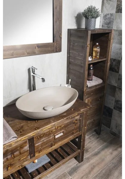 Sapho - Pultlapra ültethető mosdó FORMIGO 60x40 cm beton/bézs