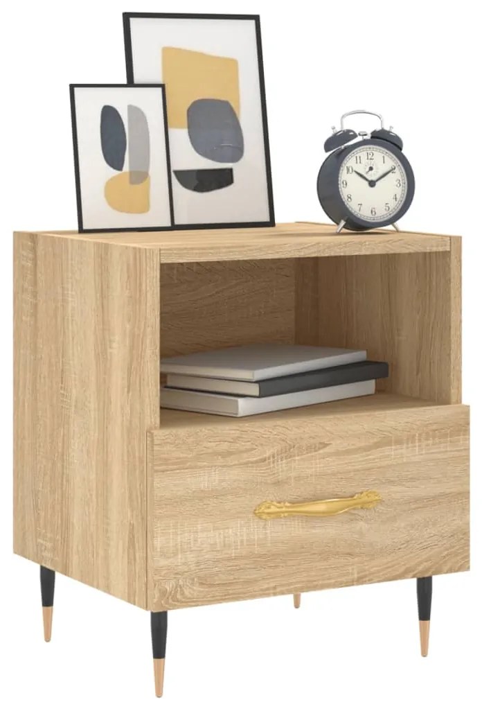 2 db sonoma tölgy színű szerelt fa éjjeliszekrény 40x35x47,5 cm