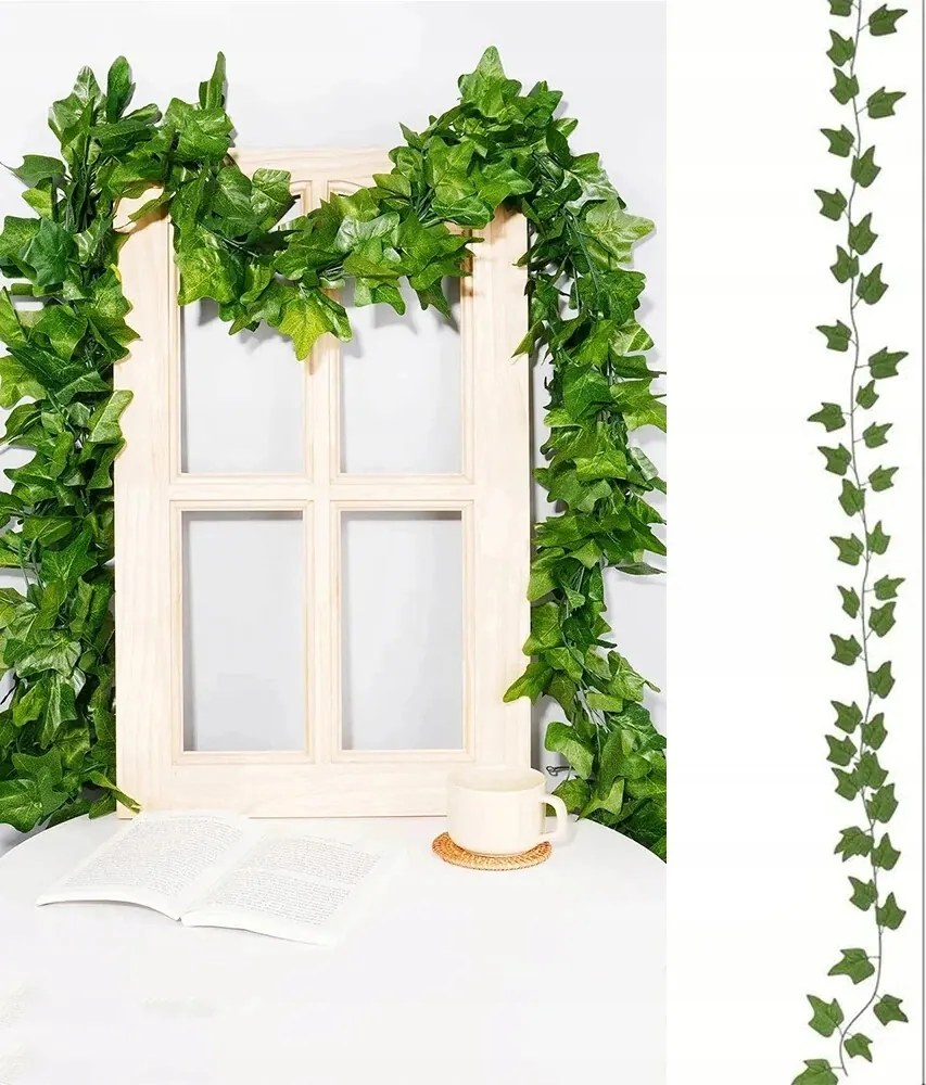 48x Mesterséges borostyán girland, lógó szőlő, 2,1 m, művirág