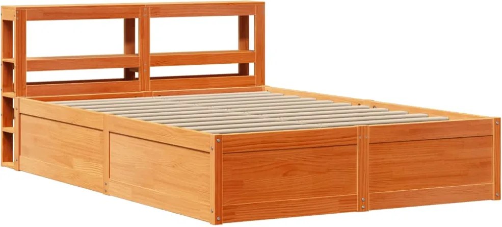 vidaXL viaszbarna tömör fenyőfa ágykeret fejtámlával 120 x 200 cm