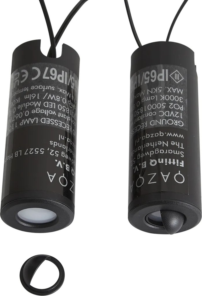 12V-os fekete rendszer 10 m 5 földbe süllyeszthető spotlámpával, LED-del, IP44 - Voltaire Linsey