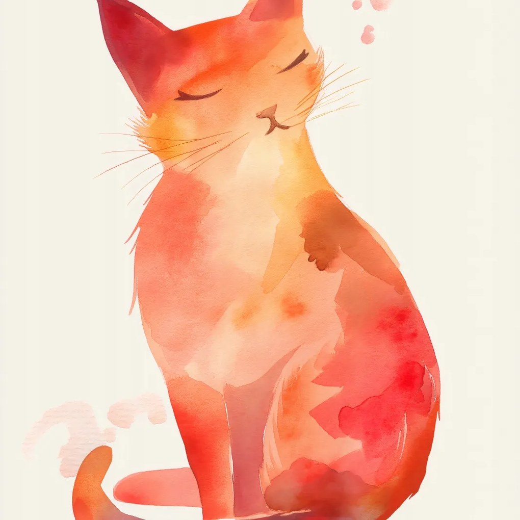 Poszter 50x50cm Akvarell macska