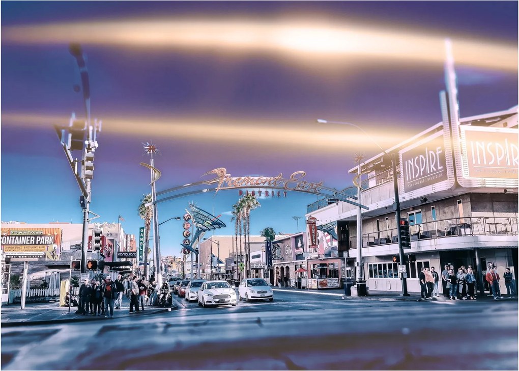 Kép egy utcáról Las Vegasban (üvegen) (70x50 cm)