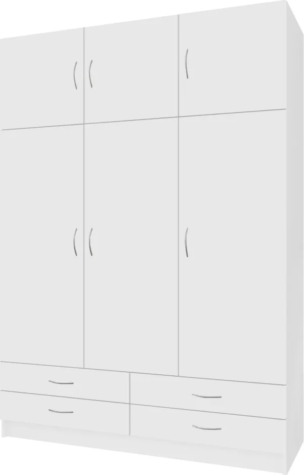Ruhásszekrény, háromajtós, fehér, GERI NEW