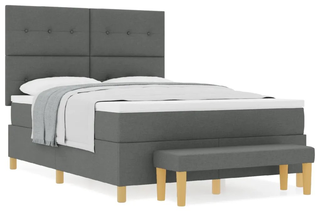 Boxspring Ágy Matraccal és Pad Dark Grey 140x200 cm Szövet