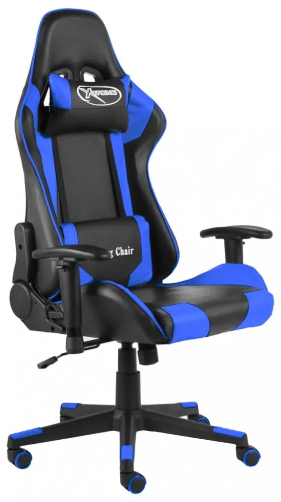 kék PVC forgó gamer szék