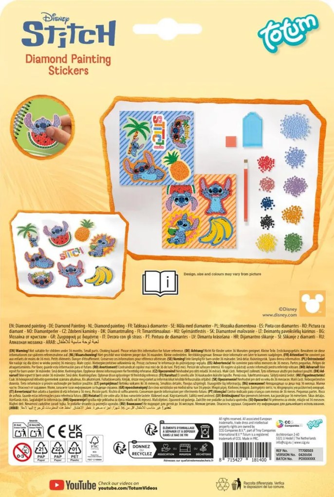 Disney Lilo és Stitch, A csillagkutya Aloha gyémántszemes matrica 9 db-os